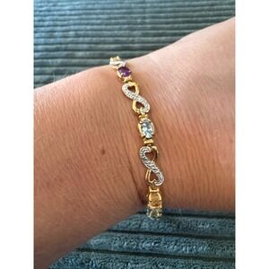 Ross Simons Sterling Silver 925 Gemstone &‎ Diamond Accent Infinity Bracelet